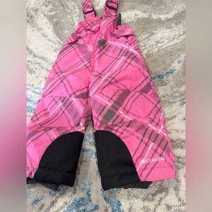 2T girls Columbia Pink Plaid Snowbibs